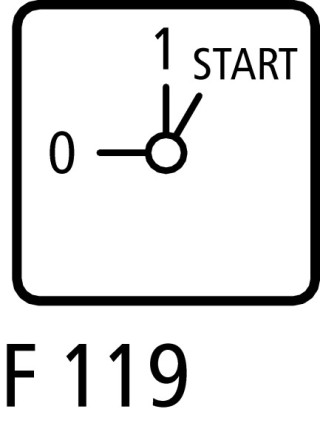 Переключатель управления , 2р , Iu = 10A, Пол. 0-I < START , 90 °, 48х48 мм , переднее крепление