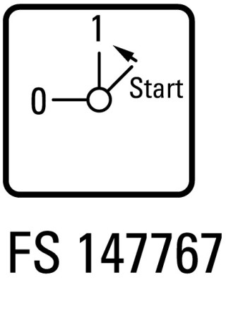 Переключатель управления в корпусе, 2P, Ie = 12A, Пол. 0-1 <START, 90 °,  48х48 мм