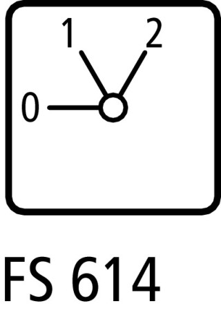 Кулачковый переключатель в корпусе 1P, Ie = 12A, Пол. 0-1-2, 60 °, 48х48 мм
