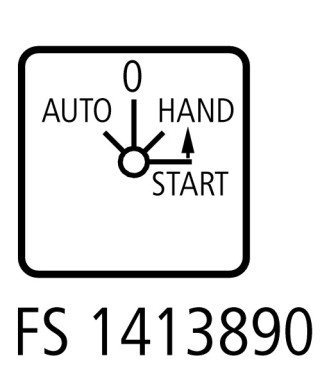 Переключатель управления, корпус 4S, Ie = 12A, Пол. AUTO-0-HAND <START, 45 °,  48х48 мм