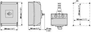 Реверсивный переключатель в корпусе, 3P, Ie = 80A, Пол. 1-0-2, 45 ° 88x88mm
