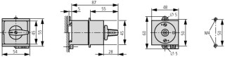 Кулачковый переключатель, 3P + N, Ie = 12A, Пол. 0-1, 90 °, 45x45mm