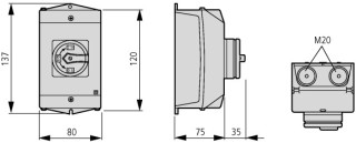 Главный выключатель в корпусе, специальная конструкция, 1 контактный модуль, Ie = 12A, красная ручка, 0-1
