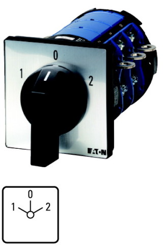 Кулачковый переключатель, 3p +2 НО +1 НЗ,  Ie = 315A, Пол. 1-0-2, 45 ° 88x88mm