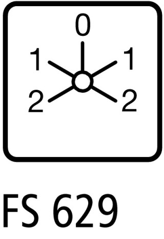 Переключатель полюсов, с задним ходом,  3P, Ie = 25A, Пол. 2-1-0-1-2 , 45 °, 88x88mm