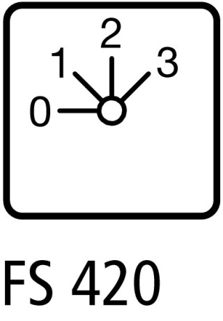 Кулачковый переключатель в корпусе 1P, Ie = 12A, Поз. 0-1-2-3, 45 °, 48х48 мм
