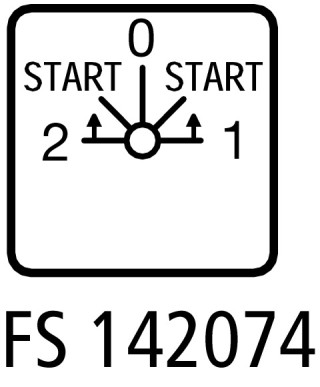 Переключатель фаз в корпусе, 2P, Ie = 12A, Поз. 2- START> 0 <START-1, 45 °,  48х48 мм