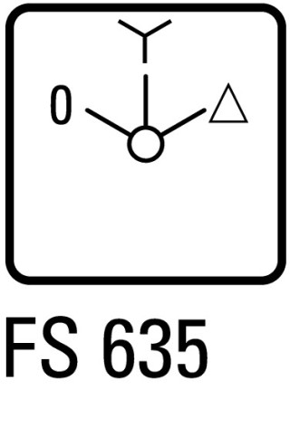 Переключатель звезда-треугольник, корпус 3P, Ie = 63A, Поз. 0-Y-D, 45 ° 88x88mm