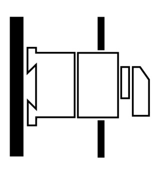 Кулачковый переключатель, 2р Iu = 10А, Поз. 1-2, 90 ° 45x45 мм модульное исполнение