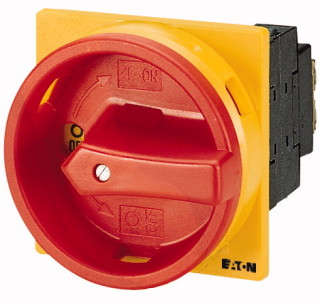 Главный выключатель , специальная конструкция, 1 контактный модуль , Ie = 12A , красно-желтая ручка , 0-1, переднее крепление