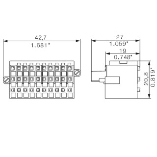 Штекерный соединитель печат BL-I/O 3.50/30FP PNP LED SN BK BX