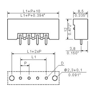 Штекерный соединитель печат SL-SMT 5.08HC/03/180F 3.2SN BK BX