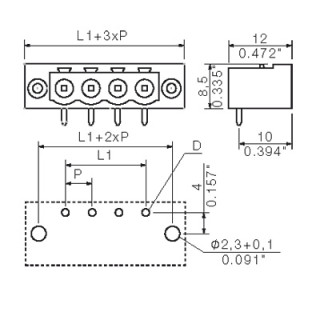 Штекерный соединитель печат SL-SMT 5.08HC/02/90F 3.2SN BK BX