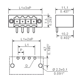 Штекерный соединитель печат SL-SMT 3.50/04/90F 3.2SN BK BX