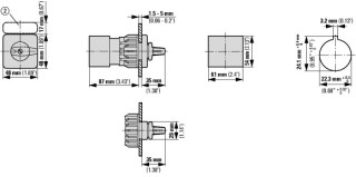 Кулачковый переключатель, , специальная конструкция, , 3 контактных модуля , Ie = 25A , Пол. 48х48 мм , переднее крепление в отверстие 22мм