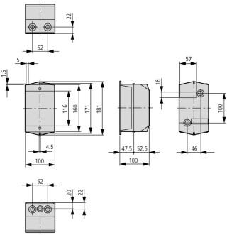 Изолированный корпус, ДхШхВ = 181x100x100 мм , с рейкой