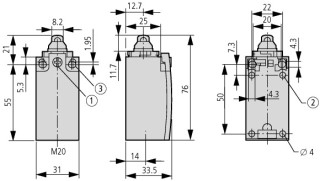 Концевой выключатель , 1НО+1НЗ , базовый модуль, расширенный диапазон температур