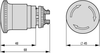 Кнопка аварийной остановки, D = 45 мм, с подсветкой, отмена поворотом