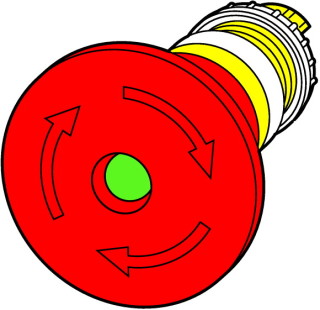 Кнопка аварийной остановки, D = 45 мм, с подсветкой, отмена поворотом, с индикатором положения