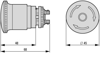 Кнопка аварийной остановки, D = 45 мм, с подсветкой, отмена поворотом, с индикатором положения