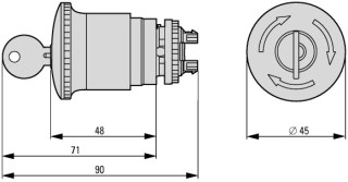 Кнопка аварийной остановки, D = 45 мм, отмена ключом, Ронис