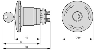 Кнопка аварийной остановки, D = 60 мм, отмена ключом, Ронис