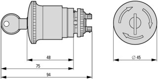 Кнопка аварийной остановки, D = 45 мм, отмена ключом, MS1