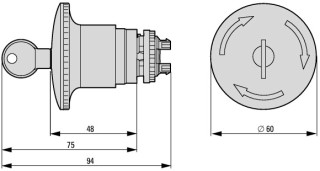 Кнопка аварийной остановки, D = 60 мм, отмена ключом, MS2-20