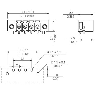 Штекерный соединитель печат SC-SMT 3.81/02/90LF 1.5SN BK BX