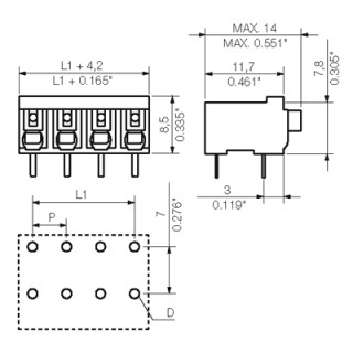 Клемма печатной платы LSF-SMT 5.00/03/90 1.5SN BK RL