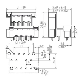 Штекерный соединитель печат SLDV-THR 5.00/44/180FLF 3.2SN BK BX