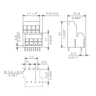 Клемма печатной платы LL2N 5.00/40/90 3.2SN OR BX