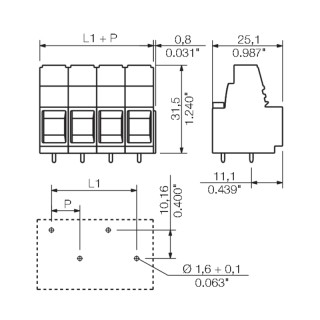 Клемма печатной платы LUP 10.16/03/90V 5.0SN BK BX