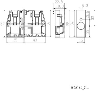 Проходная клемма WGK 50/Z GY BX