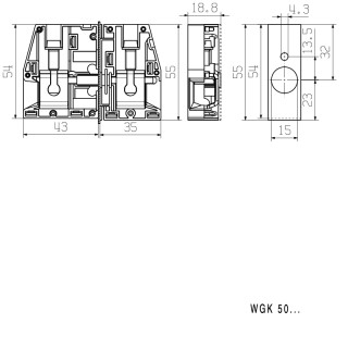 Проходная клемма WGK 50 BK BX
