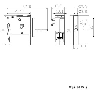 Проходная клемма WGK 10 VP/Z GN/YE BX