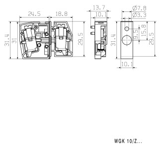 Проходная клемма WGK 10/Z BK BX