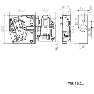 Проходная клемма WGK 16/Z GN/YE BX