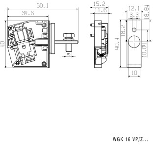 Проходная клемма WGK 16 VP/Z GN/YE BX