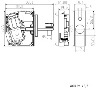 Проходная клемма WGK 25 VP/Z GN/YE BX