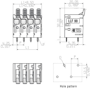 Клемма печатной платы LLF 7.50/08/90V 5.0SN BK BX