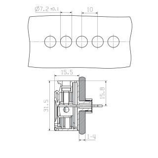 Проходная клемма VWGK 6 GN/YE BX