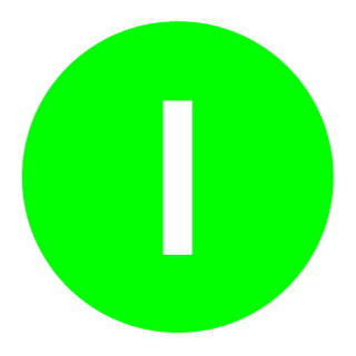 Кнопка в сборе, замыкающий контакт, зеленая с обозначением I