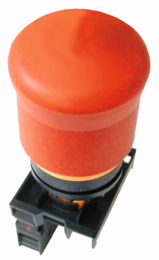 Кнопка аварийной остановки грибовидная, 1 размыкающий+1 замыающий контакт, цвет красный