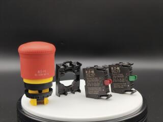 Кнопка аварийной остановки грибовидная, 1 размыкающий+1 замыающий контакт, цвет красный