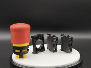 Кнопка аварийной остановки грибовидная, 1 размыкающий+1 замыающий контакт, цвет красный