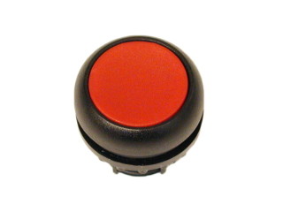 Головка кнопки без фиксации, цвет красный, черное лицевое кольцо