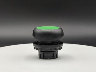 Головка кнопки без фиксации, цвет зеленый, черное лицевое кольцо