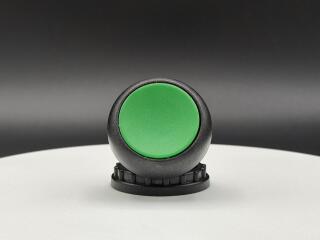 Головка кнопки без фиксации, цвет зеленый, черное лицевое кольцо