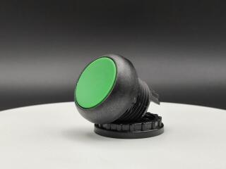 Головка кнопки без фиксации, цвет зеленый, черное лицевое кольцо